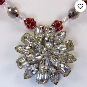 bjb Vintage Albert Weiss Brooch Pendant Necklace